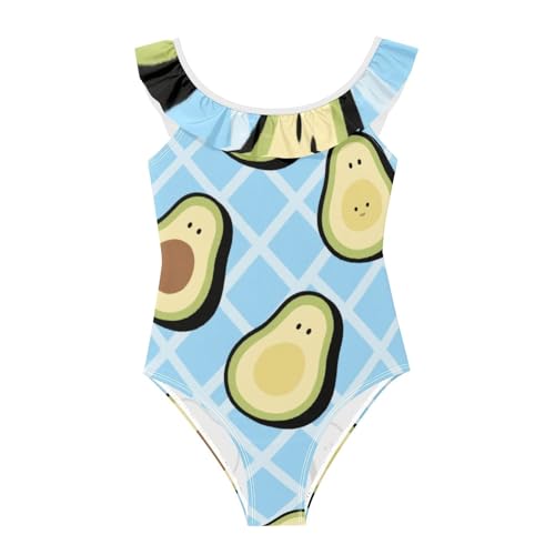 Traje de baño para niña de 3 a 6 años con volantes azul piscina y playa