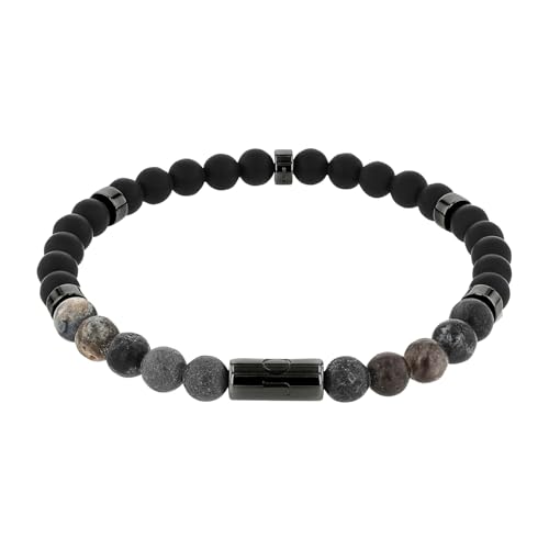 JOOP! Armband Edelstahl Herren Armschmuck, mit Achat, 19 cm, Grau, Kommt in Schmuck Geschenk Box, 2038991