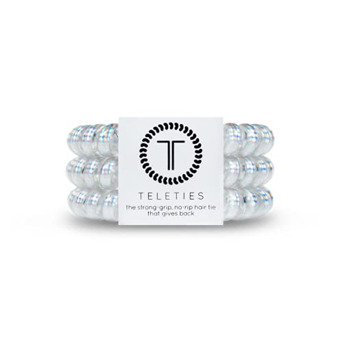 TELETIES - Spiral Hair Coils - Ponytail Holder Hair Ties for Women - Phone Cord Hair Ties - Strong Grip, No Rip, Water Resistant, No Crease Hair Tie Coils - 3 pack (Large, Holla-graphic)