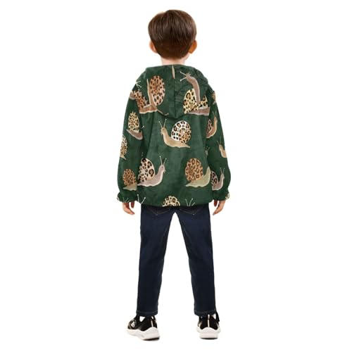 Snail Pattern on Dark Background Toddler Fleece Jacket Girl Boys Hooded Fleece Jacket Coat Warm Outwear Zip-up 3-10T4