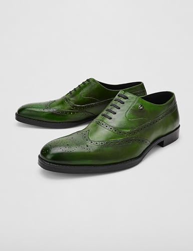 Image of Monte Carlo Mens Solid Lace Up Genuine Leather Formal Brogue Shoes (201826FW)