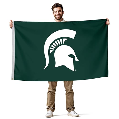 Michigan State Spartans 3 x 5 College Sports Printed Flag - NCAA Licensed - Nylon - School Banner (Green)