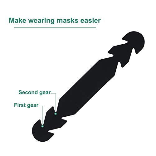 LOVMOV 2Pcs Silicone Anti-Slip Extension Hook Buckle Ear Grips Hook for Ear Protection Reusable 2 Gear Adjustable Extension Hook Ear Straps for Adults Children (Black)