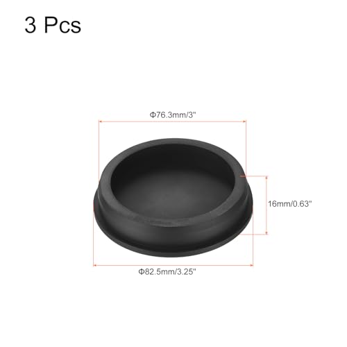 Image of uxcell High Temp Silicone Plug Mount Dia 76.3mm /3 inch t Shaped Rubber Stopper Hole Plugs for Powder Coating Plating Waterproof Plugs Sealing Plugs Black Pack of 3(OD 82.5mm)