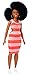 Barbie Fashionistas poupée mannequin #105 brune avec coupe afro et robe rayée orange et rose, jouet pour enfant, FXL45