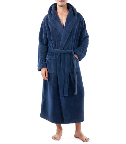 DAVID ARCHY Men's Soft Fleece Plush Robe Full Length Long Bathrobe