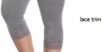 Kotii Women's Plus Size Lace Trim Capri Leggings Stretch Crop Leggings Summer Tights Pants - Image 4