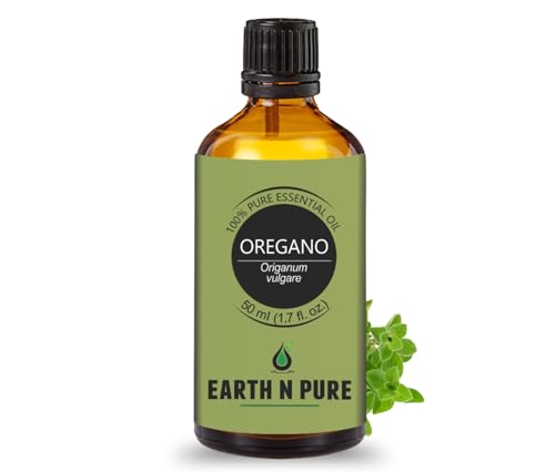 Image of Earth N Pure Oregano Essential Oil - 100% Pure & Natural, Steam Distilled - Warm Herbaceous Aroma for Diffusers, Massage Blends & DIY Care | 50ml