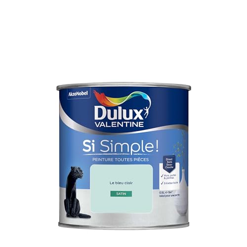 Dulux Valentine Peinture Si Simple Peinture Intérieure Toutes Pièces - Peinture Mur et Plafond, Porte et Plinthe - Couleur : Le Bleu Clair - 0,5 L