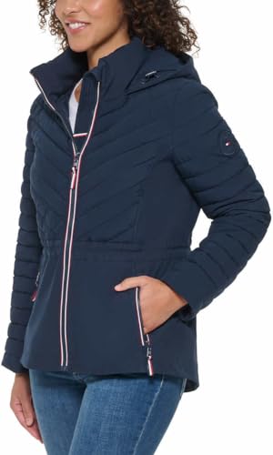 Tommy Hilfiger Women's Puffer Lightweight Hooded Stretch Jacket with Drawstring2
