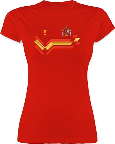 Shirt Damen - Fußball WM - Espana Fanartikel EM | Spanien Wappen - XXL - Rot - fußballtrikot Europameisterschaft spanisches Tshirt wm-Shirts Fussball t-Shirt fußballtrikots fu Ball Shirts