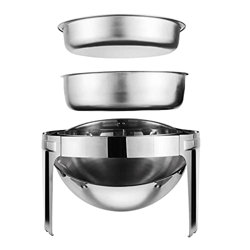 hyywmgx 6,8 l Chafing Dish Round Roll Top Chafer Edelstahl Buffetwärmer für Catering-Partys Hochzeit mit Speisepfanne… – Bild 5