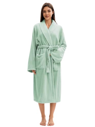Image of Soft Robe For Women,Warm Plush Bath Robes Female,Spa Towel After Shower Lightweight Long Bathrobe