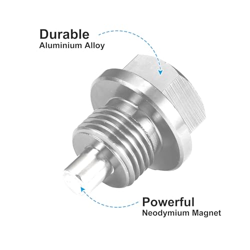 A ABSOPRO 2 Sätze Ölablaßschraube mit Dichtring Magnetische Ölablassschraube Motorölwannen Silber M16x1,5