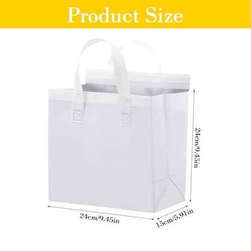 50 Pcs Insulated Take Away Bags Bulk, Thermal Insulation Food Bag for Coffee Milk Tea Hot Cold Food Fresh Seafood Cooler Pizza Delivery Bags for Catering Restaurant Grocery (White) - Thumbnail 2