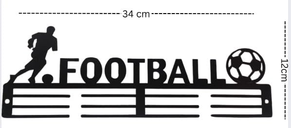 GPNW Personalized Medal Display Rack, Black Metal Football Theme Wall Mount, 34 cm Sports Trophy Holder 1
