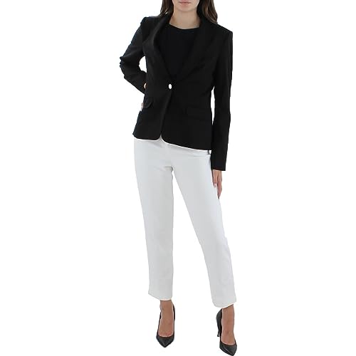 Calvin Klein Womens Office Collared One-Button Blazer Black 2