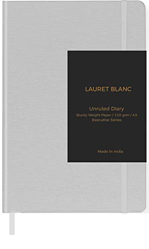 Image of LAURET BLANC Plain Diary Journal Notebook A5 Hardcover with Elastic Enclosure and Back Pocket- 120GSM, 180pages