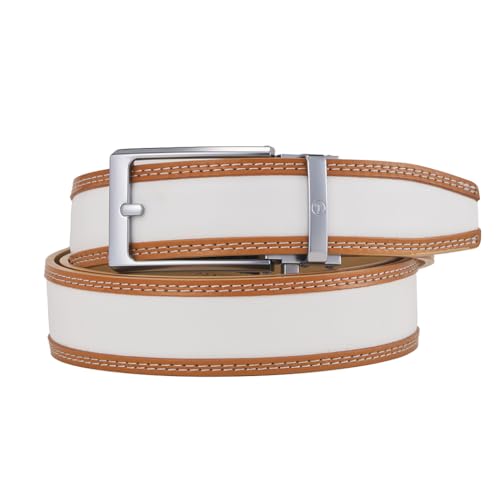 Image of Tonywell Men's Leather Ratchet Belt, 1 3 /8 inch Adjustable Dress Belt, Trim to Fit