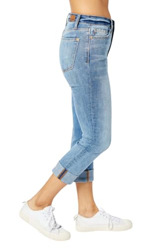 Judy Blue Mid Rise Cuffed Skinny Capri Jeans4