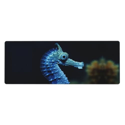 Tapis de souris extra large bleu motif hippocampe aux finitions soignées pour bureau