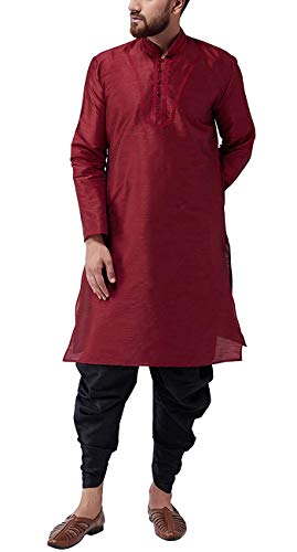 Ensemble pyjama kurta rouge brodé XX-Large pour vos soirées et moments de détente