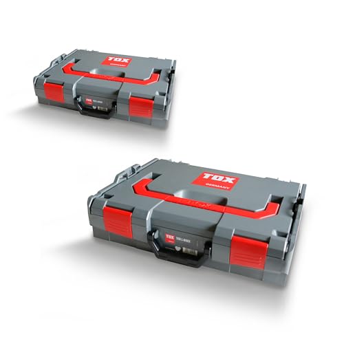 TOX Sortimentskoffer L-BOXX im Set, stapel- und verklickbar mit L-BOXX System, 8-Mulden-Kleinteileinsatz, übersichtliche Aufbewahrung für Dübel und Schrauben, Set mit 2 Stück, 094909150