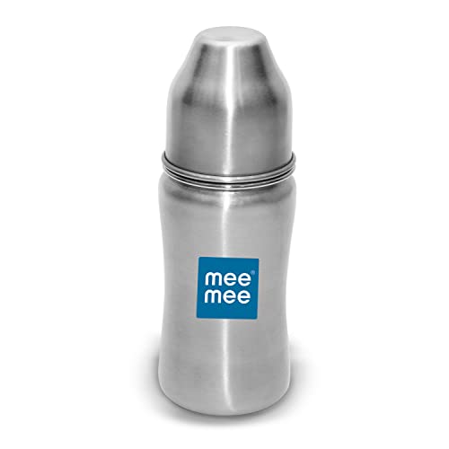 Image of Mee Mee Baby Steel Feeding Bottle 240ml | Baby Milk Bottle with Advanced Anti Colic Valve, BPA Free, Soft Silicone Teat, Wide Neck for Babies /Infants /Newborns of 0-2 Years