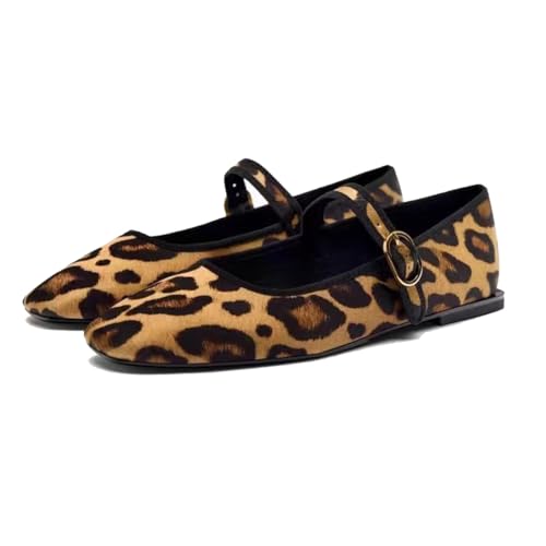 MRKEWUNEY Elegant Ballet Flats for Women Buckle Strap Mary Jane