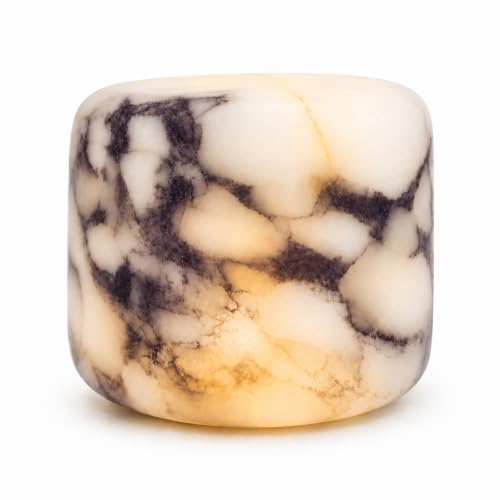 Reitinna Marble Table Lamp USB-C Rechargeable Touch Night Light 3-Level Dimmable LED Bedside Lamp for Bedroom Nightstand Decor Small Natural Stone Lamp(White Violet Marble)