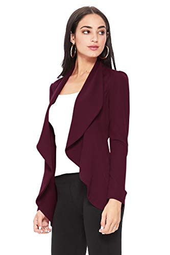Women's Open Front Long Sleeves Casual Work Blazer Jacket Cardigan with Plus Size Suit2