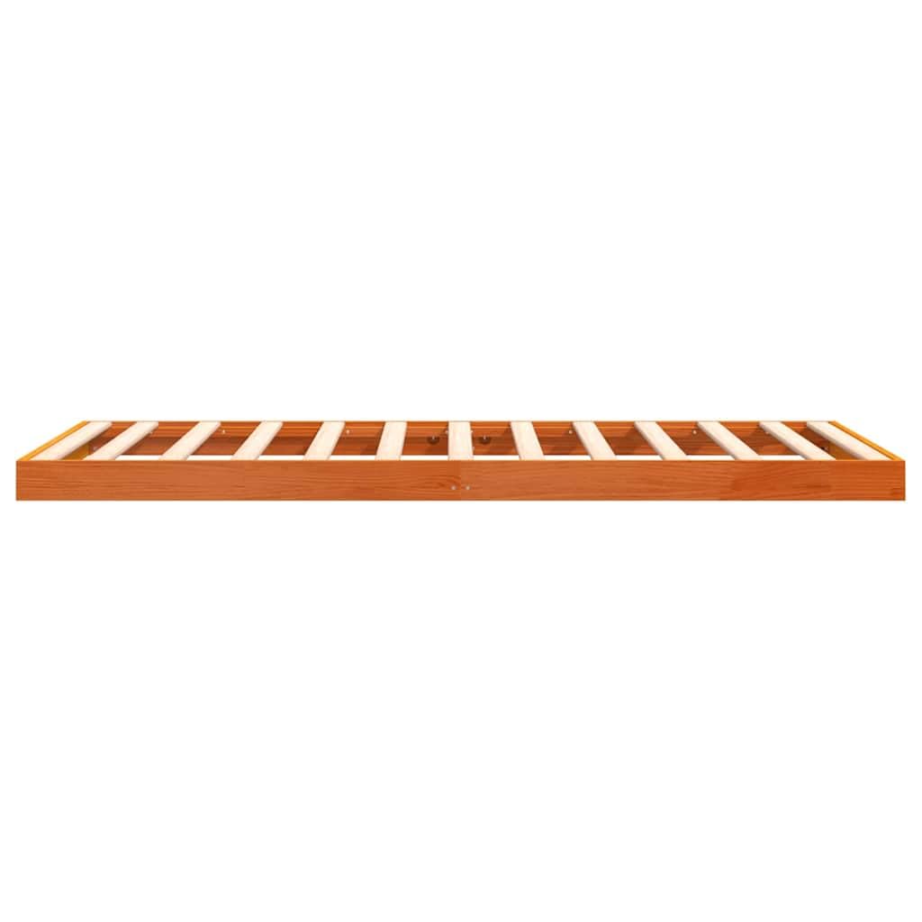 vidaXL Estructura de Cama Madera Maciza de Pino marrón Cera 75x190 cm, Marco de Cama, Muebles de Dormitorio, somier, Marcos de Cama, Cama