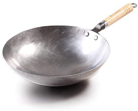 Wok de hierro artesanal con mango 12in miniatura 1