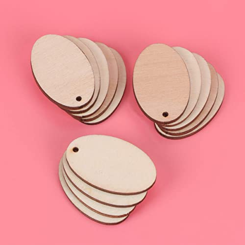 Image of MDF Cutouts | Wooden Cutout For Craft | Pine Wood | Unfinished Tags for Key Chain, Slices Crafts, Xmas, Decorations, Painting | Resin Art Work | MDF Board Cutouts, Oval- [50pcs]-[4.5cmx5cm]