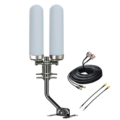 Omni MiMo 5G 4G/ LTE Antenna TS9 SMA for T-Mobile Home Internet, Verizon, AT&T, Modem, Router, Gateway, Hotspots/ 2x2 10meter RG58 Cable with SMA Port/ TS9 Adapter/Mount Pole