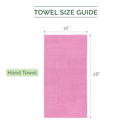 Image of Elegant Comfort 100% Turkish Cotton 4 Lines Viscose Stripe Luxury 4 Pack Hand Towel Set - Ultra Absorbent and Soft 16 x 28 Inch Premium Hotel Spa Quality Towels for Everyday Bath Use, Light Pink