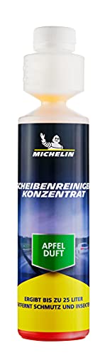 MICHELIN Limpiador de parabrisas concentrado de 250 ml, limpiador de parabrisas de coche, eficaz eliminación de insectos y suciedad, cuidado de parabrisas de verano, aroma a manzana