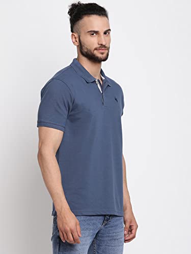 Image of Cantabil Men's Cotton Blend Solid Polo Neck T-Shirt (Regular Fit)