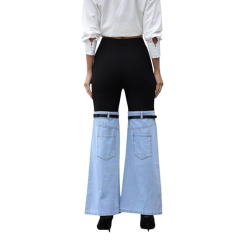 Jean taille basse femme patchwork vintage et décontracté
