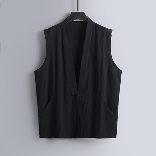 Camiseta de algodón y lino para hombre sin mangas de verano deporte 2