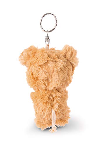 NICI 46312 Glubschis Hund Lollidog 9cm Schlüsselanhänger, Plüschtieranhänger mit Schlüsselring, Stofftierschlüsselhalter, braun/weiß
