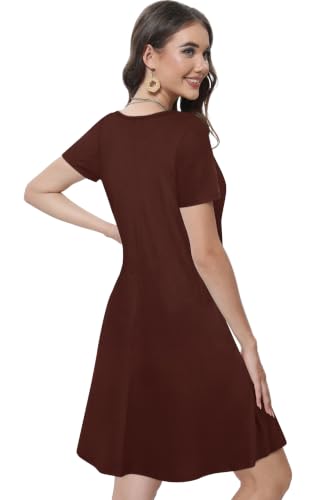 Image of Summer Dresses for Women Casual Tshirt Short Sleeve Floral Sundress Beach Cover Ups with Pockets 2026
