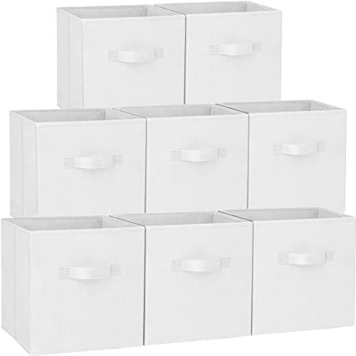 Image of Criusia Storage Cubes - 11 Inch Heavy Duty Fabric Storage Bins for Shelves Closet Cube Organizer - 8 Pack Collapsible Cube Storage Bins Baskets for Clothes Blankets Toys - Nursery Organization (White)
