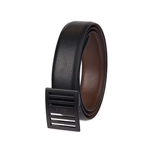 Kenneth Cole REACTION Men's 1.3 in. Wide Adjustable Compression Perfect Fit Slide Belt, Black/Brown, Large