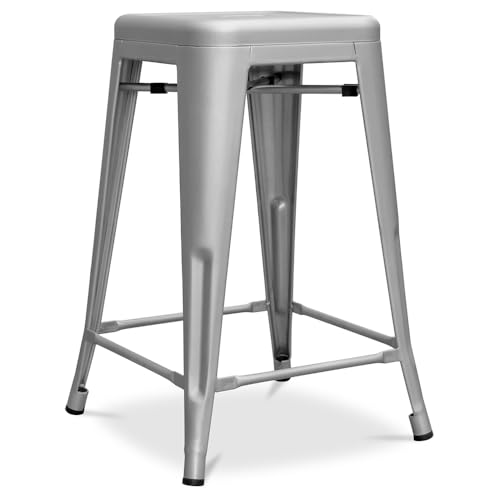 Iconik Interior Tolix Style Tabouret de Bar - Design Industriel - Acier Mat - 60cm - Nouvelle édition - Stylix Acier