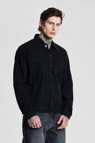 Image of SNITCH Men Casual Jacket | Relaxed Fit Full Sleeve Classic Collar Solid Pattern | Premium 100% Cotton Twill Fabric & Buttoned Closure For Everyday Wear