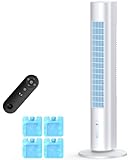 CENSTECH Evaporative Air Cooler, 35' Windowless Air Conditioner Portable w/3 Speeds, 25ft Remote, Smart Timer & Water Tank, Portable Air Conditioners No Windows Needed, 90°Oscillating AC Unit for Room