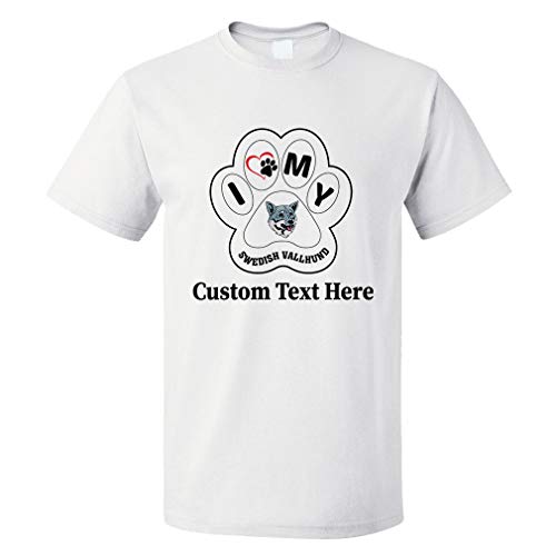 Custom Funny Graphic T Shirts for Men I Paw My Swedish Vallhund Dog Cotton Top White Personalized Text Here Large