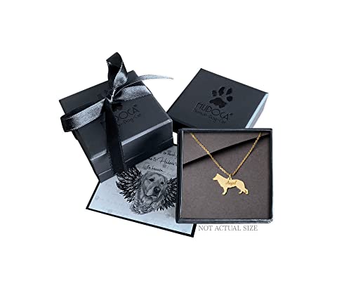 Hudoca 14K Gold Personalized German Shepherd Tiny Necklace | Dog Breed Custom Name Pendant | Solid Gold Pet Lover Jewelry Gift