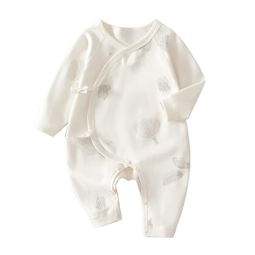 Image of Cherie Kids 100% Organic Cotton Soft 0-6 Months Unisex Footless Newborn Baby Sleepers Pajamas Romper Boys Girls Long Sleeve